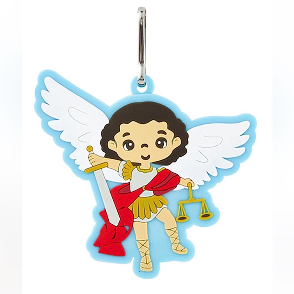 2 Saint Michael Rubber Backpack luggage purse tags charm Christian Catholic gift
